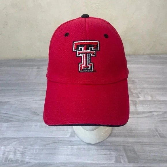 Texas Tech Red Raiders Football Hook and Loop Adjustable Cap Hat Red Black - Picture 2 of 10